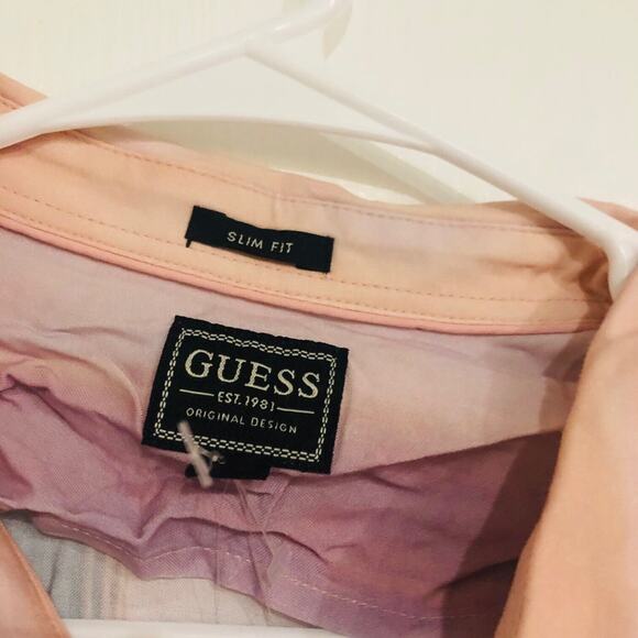 Guess Men's Slim Fit Collar Button-Down Shirt Oversized‎ Desert Cactus Large NWT - Picture 5 of 11